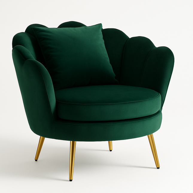 Elegante Fluwelen Fauteuil met Gouden Poten – Stijlvolle Zitplek voor Elk Interieur
