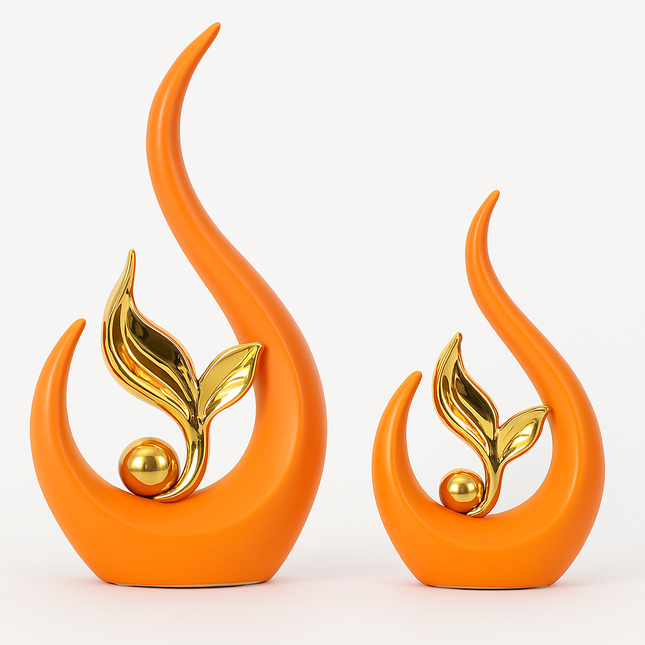 Luxe Decoratiebeeld Set – Wit & Goud (2-delig)