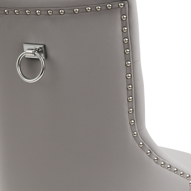 Eettafelset – Glanzende Marmerlook Tafel met Zilveren Onderstel – 6 Fluwelen Stoelen – Glamour Design