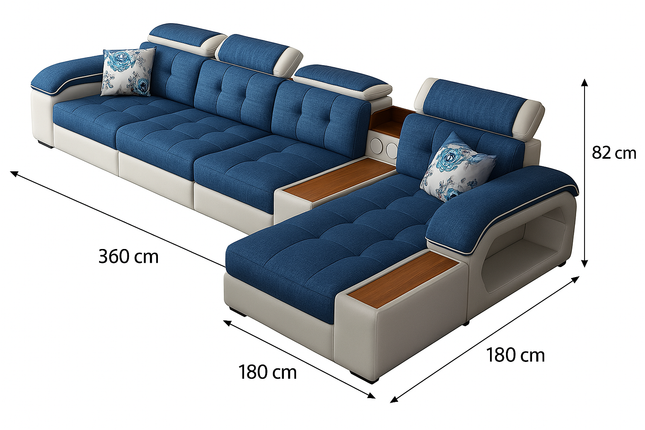 Moderne Luxe Hoekbank met USB, Bluetooth, Vingerafdrukslot & Opbergruimte – Modulaire Designbank in L-vorm