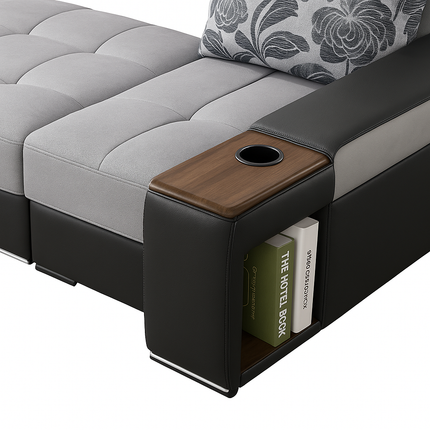 Moderne Luxe Hoekbank met USB, Bluetooth, Vingerafdrukslot & Opbergruimte – Modulaire Designbank in L-vorm