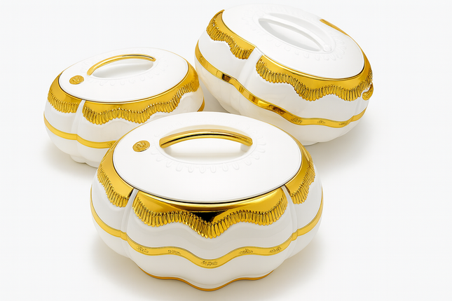 3-delige Thermoschaal Set – Luxe Warmhoudschalen met Deksel Serveerschalen RVS Binnenzijde Voor Warme Gerechten & Buffetten (kopie)