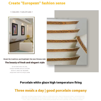 Luxe 58-delige Bone China Servieset – Moderne Europese Stijl Porselein met Schalen, Borden & Accessoires