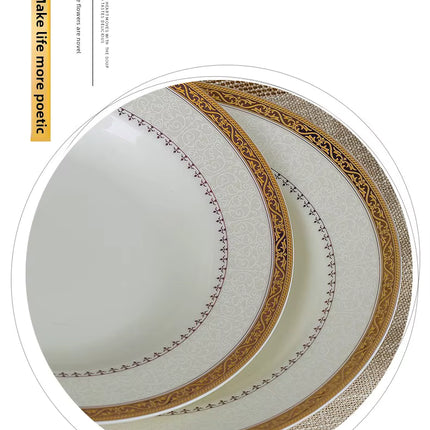 Luxe 58-delige Bone China Servieset – Moderne Europese Stijl Porselein met Schalen, Borden & Accessoires