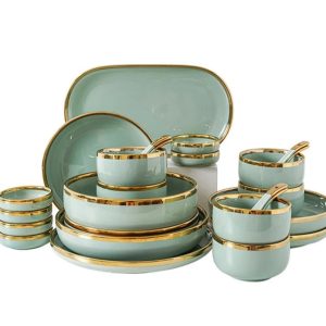 35-delige Borden Set – Groen, Geschikt voor Vaatwasser, Oven en Magnetron