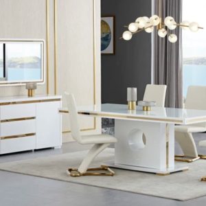 Complete Eettafel Meubelset - Inclusief 6 Stoelen - 200x100x78cm - Wit