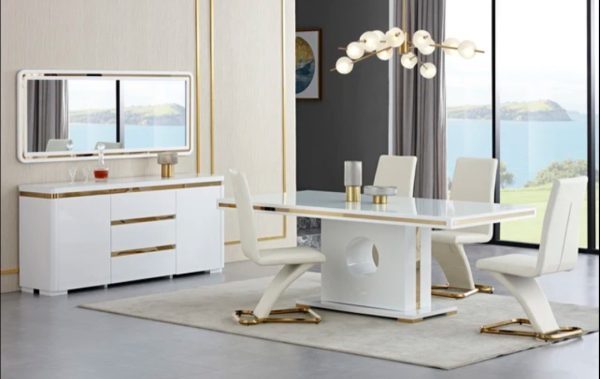 Complete Eettafel Meubelset - Inclusief 6 Stoelen - 200x100x78cm - Wit